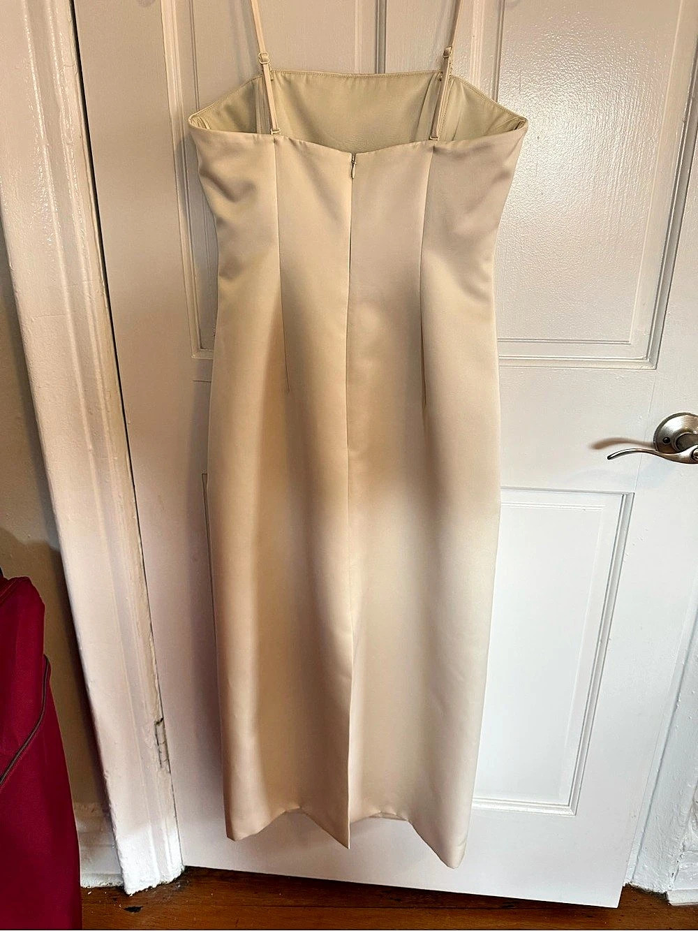 SIMKHAI Enid Satin Bustier Midi Dress Cream Size 4